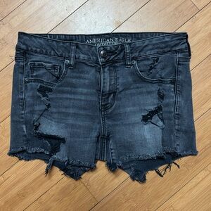 American Eagle Outfitters Women's Distressed Gray Jean Shorts